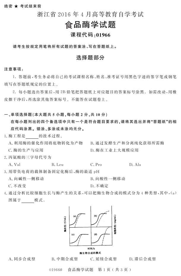 㽭ʡ20164Կ01966ʳƷøѧ